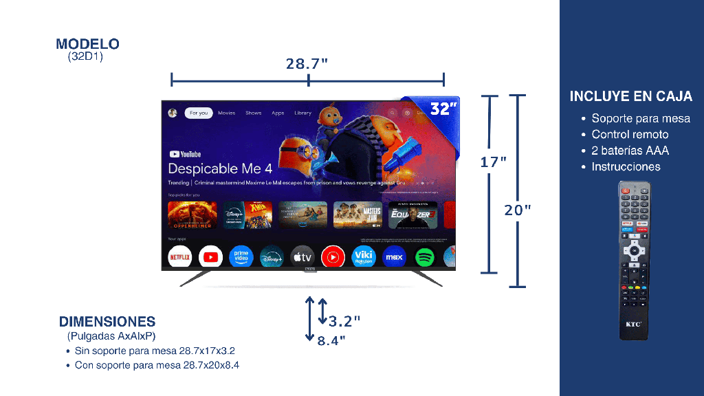 TELEVISOR KTC 32" SMART/LED/HD/AND (32D1)