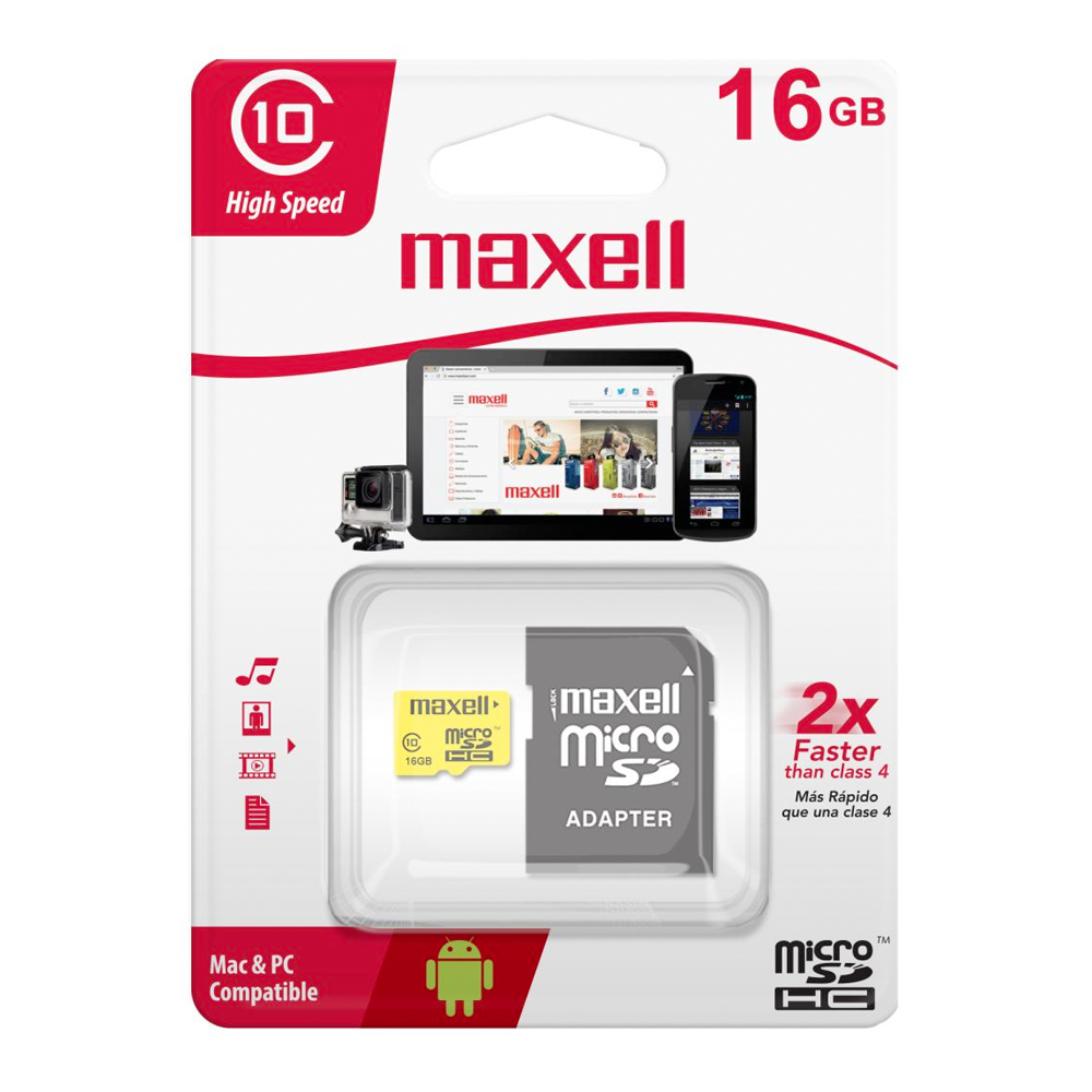 MEMORIA MICRO SD MAXELL CON ADAPTADOR CLASS 10/16GB (MCSD-16CL10) (346305)
