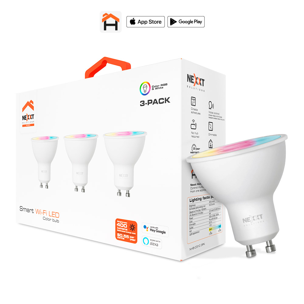 BOMBILLO NEXXT HOME SMART MULTICOLOR 110V LED WIRELESS GU10 3PK (NHB-C3103PK)