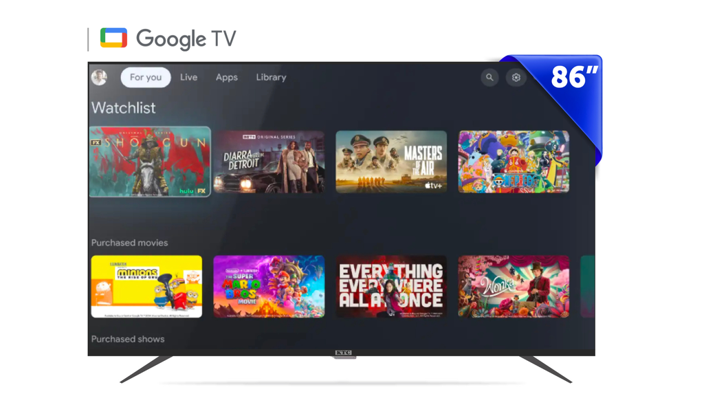 TELEVISOR KTC 86" SMART 4K UHD/QLED/HDMIx3/USBx2/AND11/GOOGLE TV (86J2U)(J86QDC)