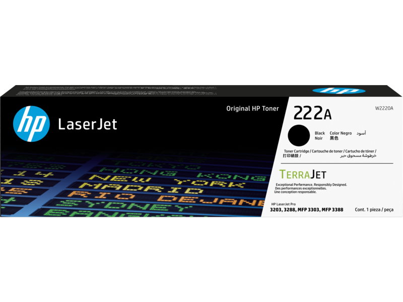 TONER HP (#222A) PARA LASERJET PRO 3203/3288/MFP3303/MFP3388 BLACK (W2220A)