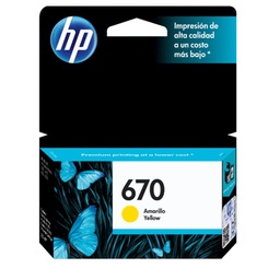 [CAR407] CARTUCHO HP(#670) PARA DESKJET INK ADVANTAGE 3525/4615/4625/5225 YELLOW (CZ116AL)