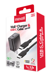 [CRG205] CARGADOR MAXELL WALL CHARGER 20W PD USB-C WITH CABLE USB-C TO USB-C (348644)