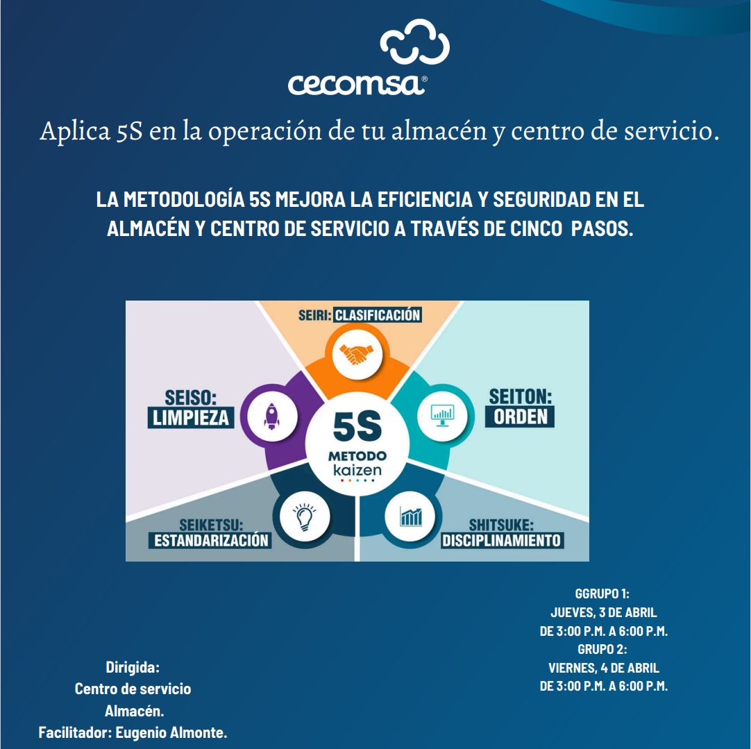 Capacitación Aplica 5S en la operación de tu Almacén y Centro de Servicio.